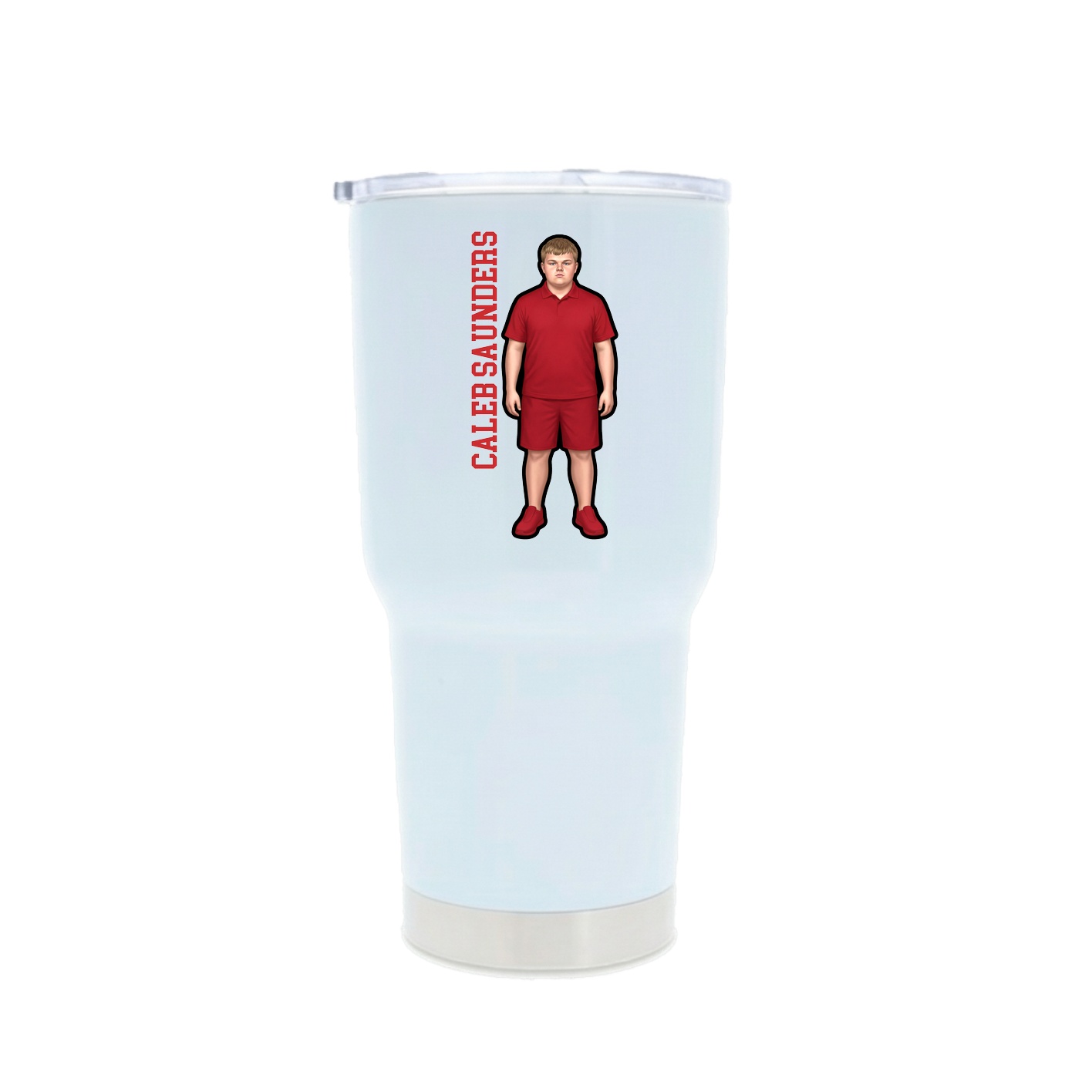 30oz Stainless Steel Tumbler — Name Vertical in White