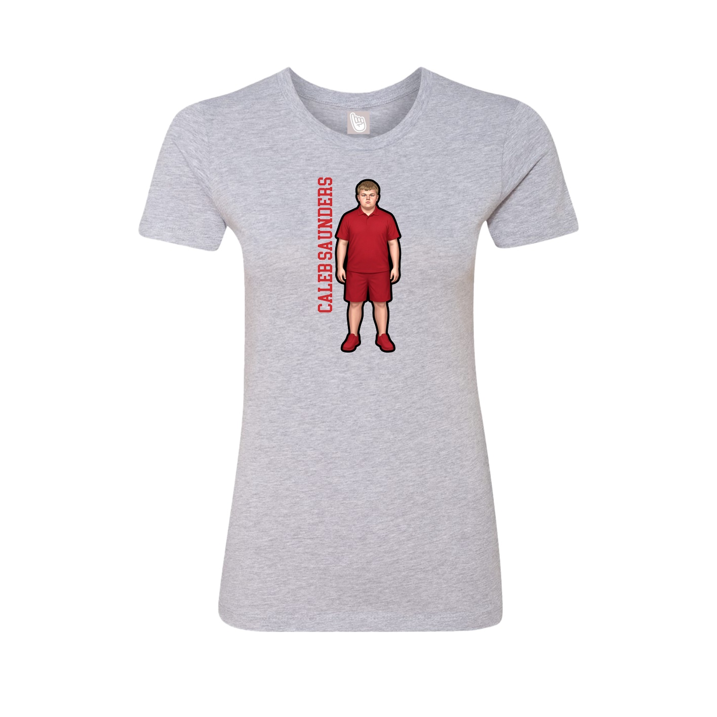 Fitted Women's Tee — Name Vertical in Grey