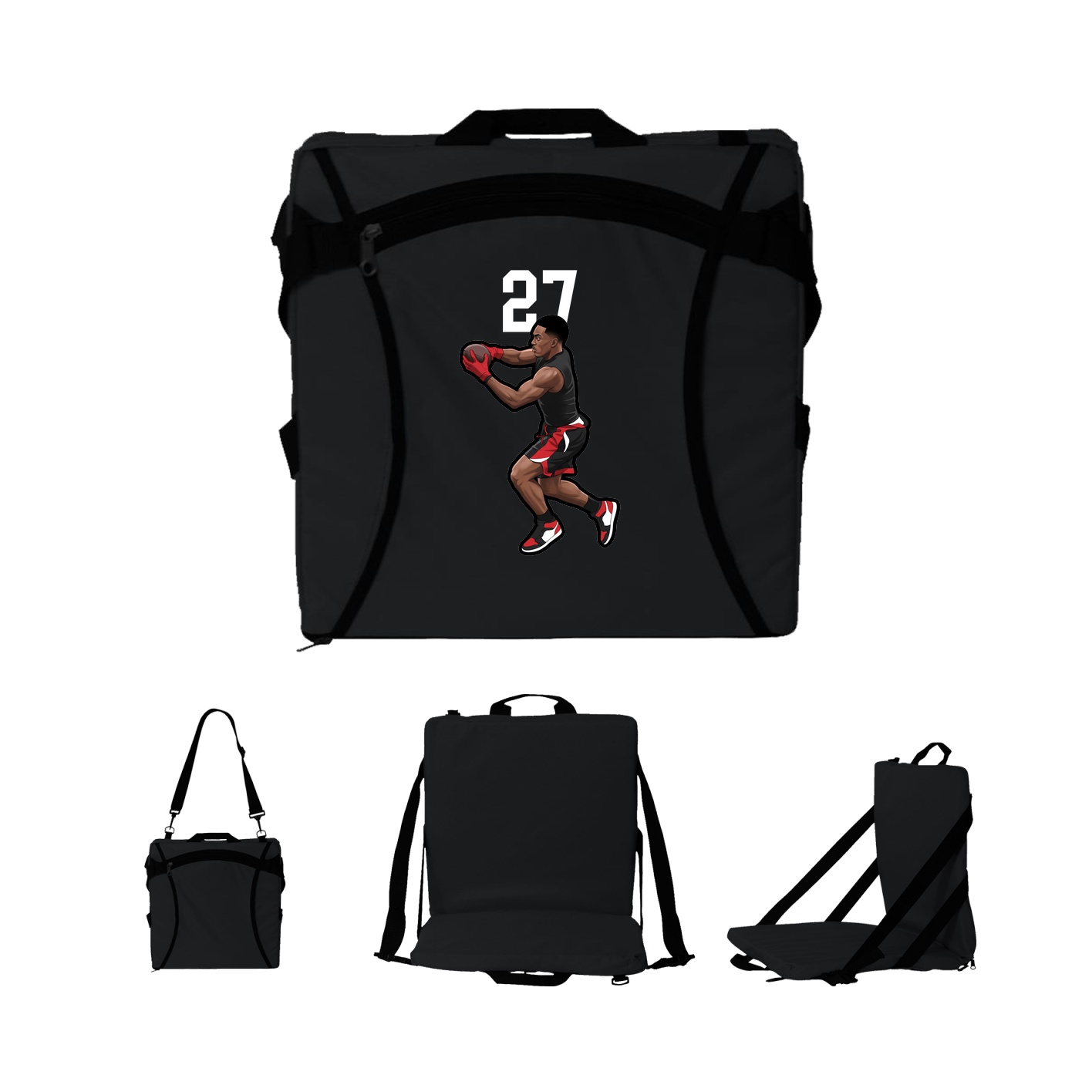 Folding Stadium Seat — Number Top in Black