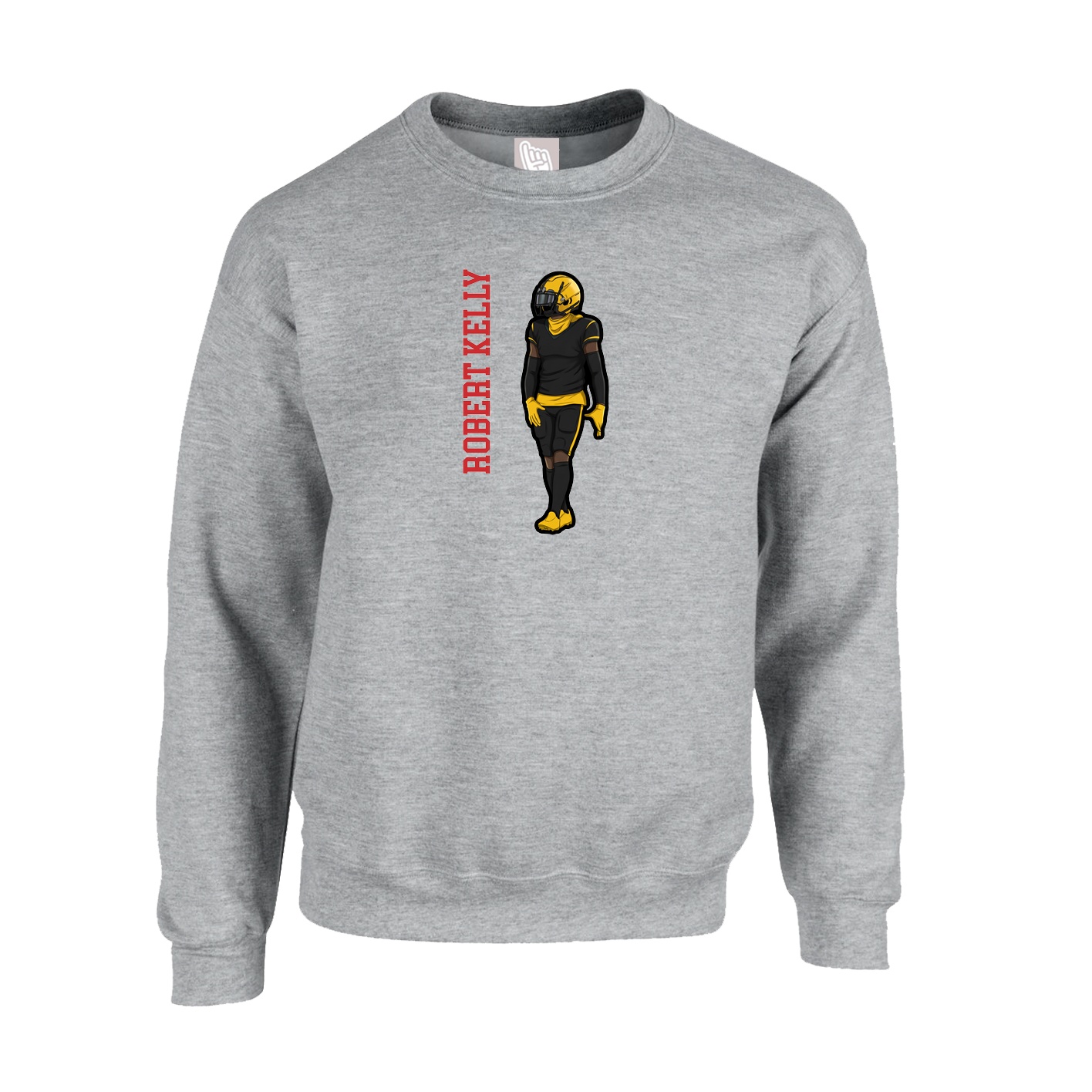 Fleece Crew — Name Vertical in Grey