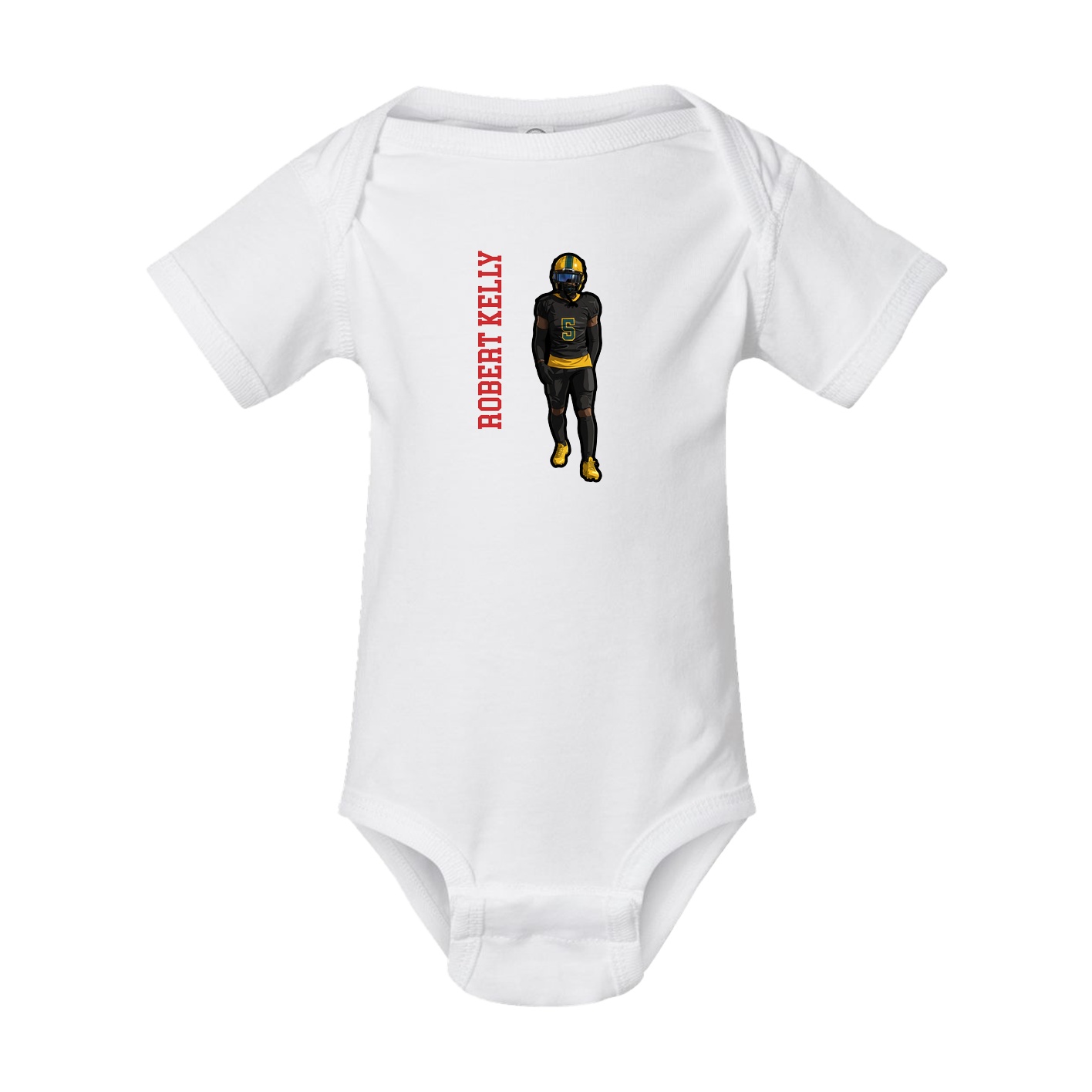 Baby Onesie — Name Vertical in White