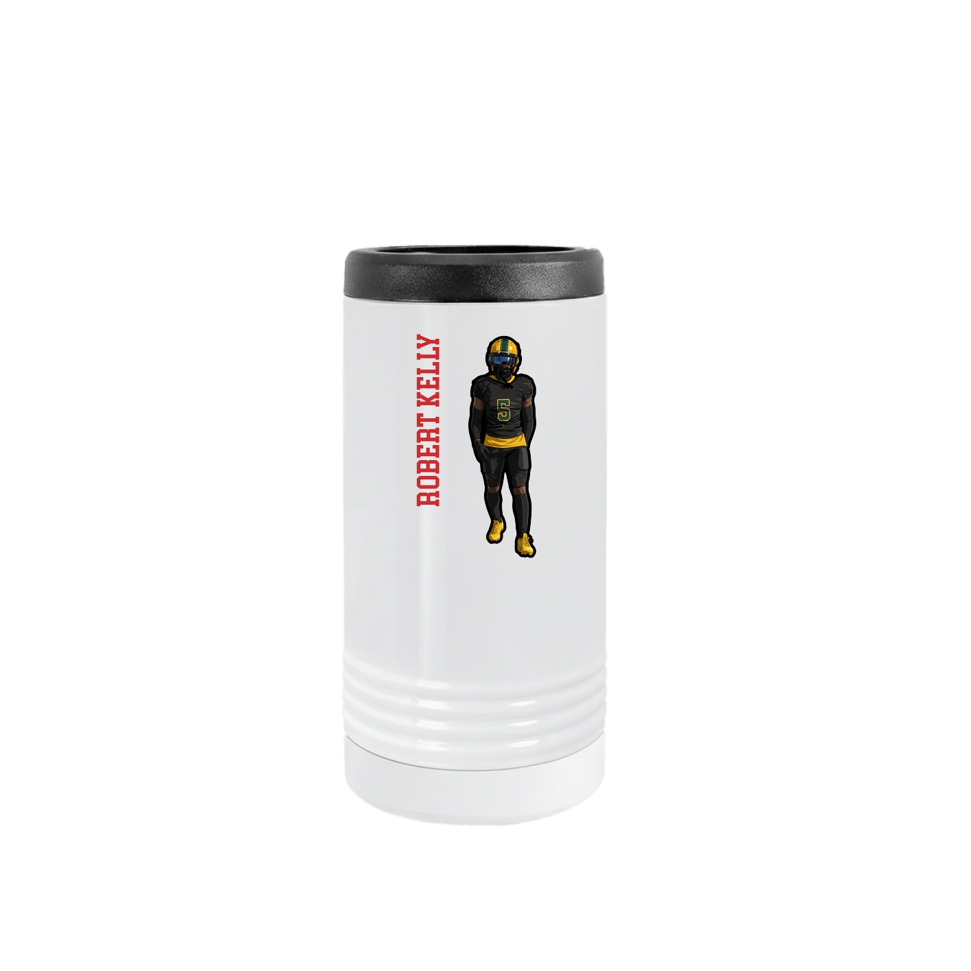 Slim Beverage Holder — Name Vertical in White