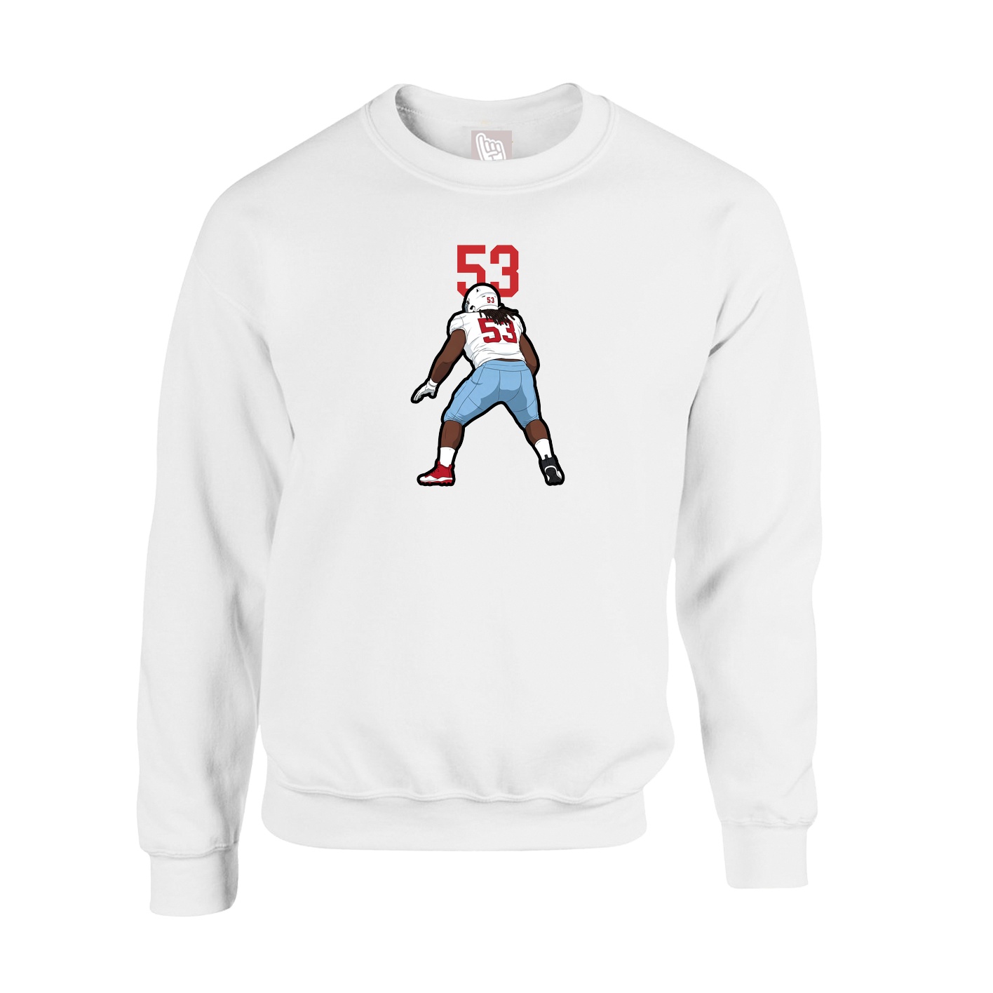 Fleece Crew — Number Top in White