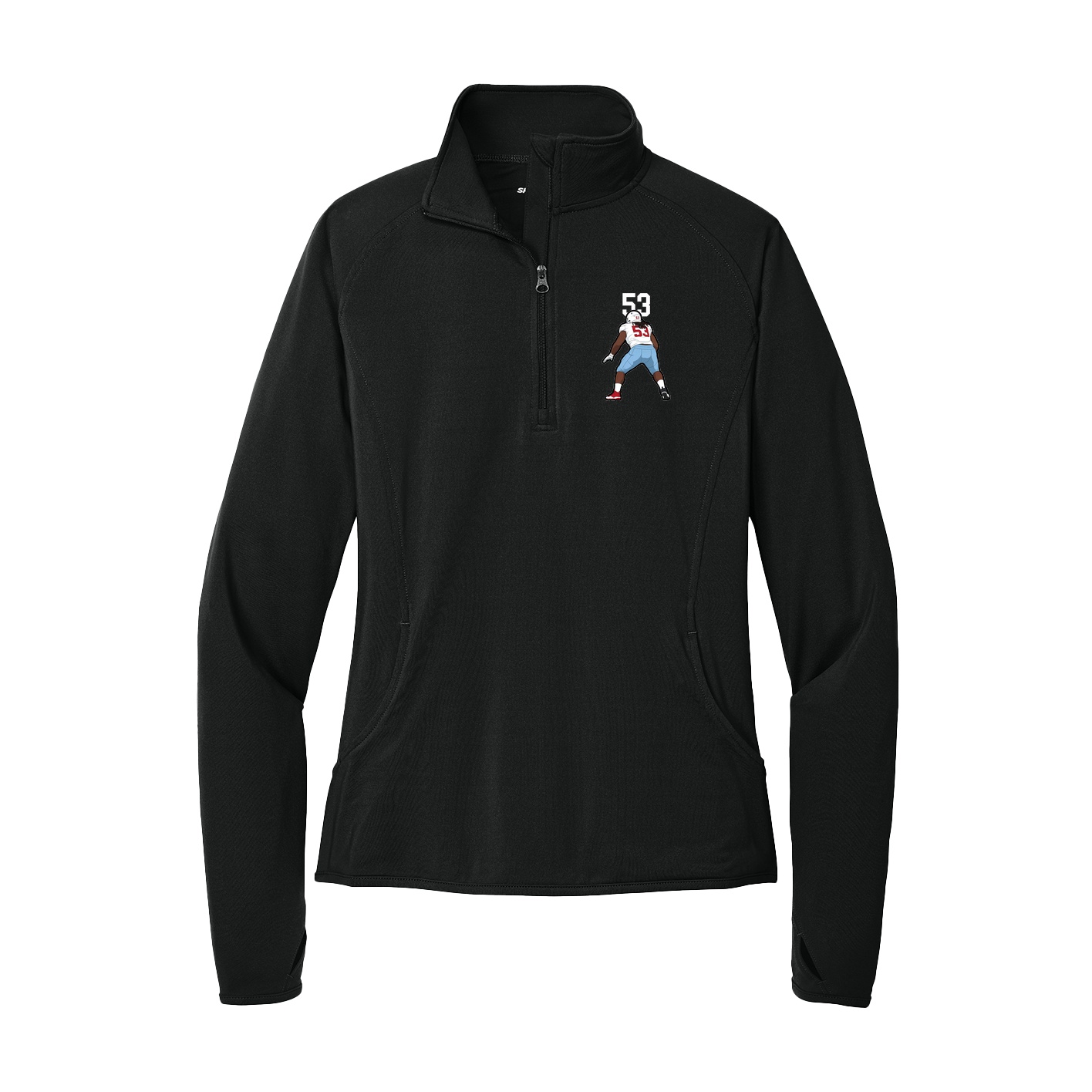 Women's Q-Zip Pullover — Number Top in Black