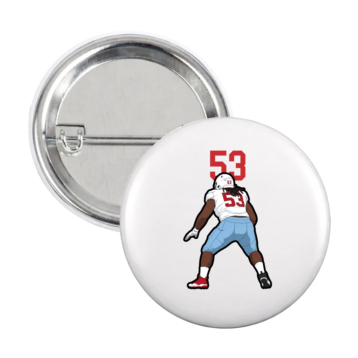 Game Day Button — Number Top in White