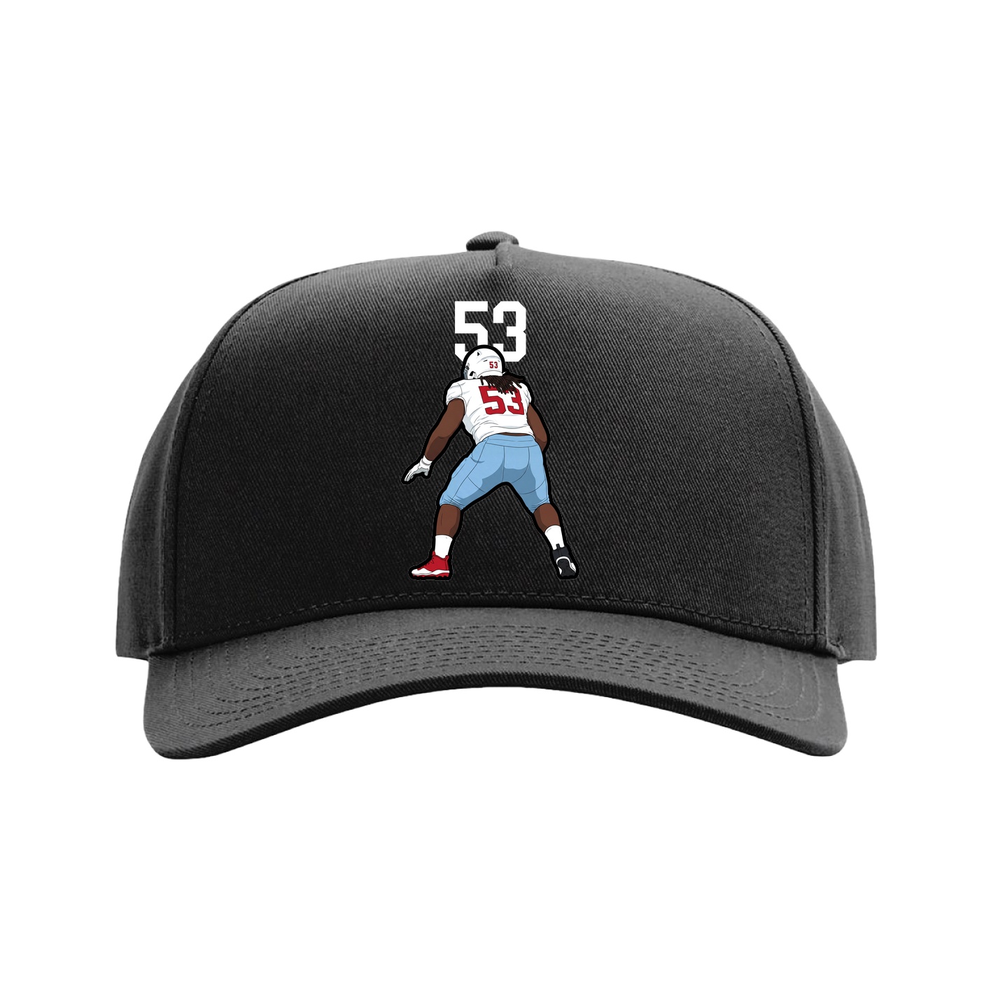 Full Fabric Five-Panel Champ Cap — Number Top in Black