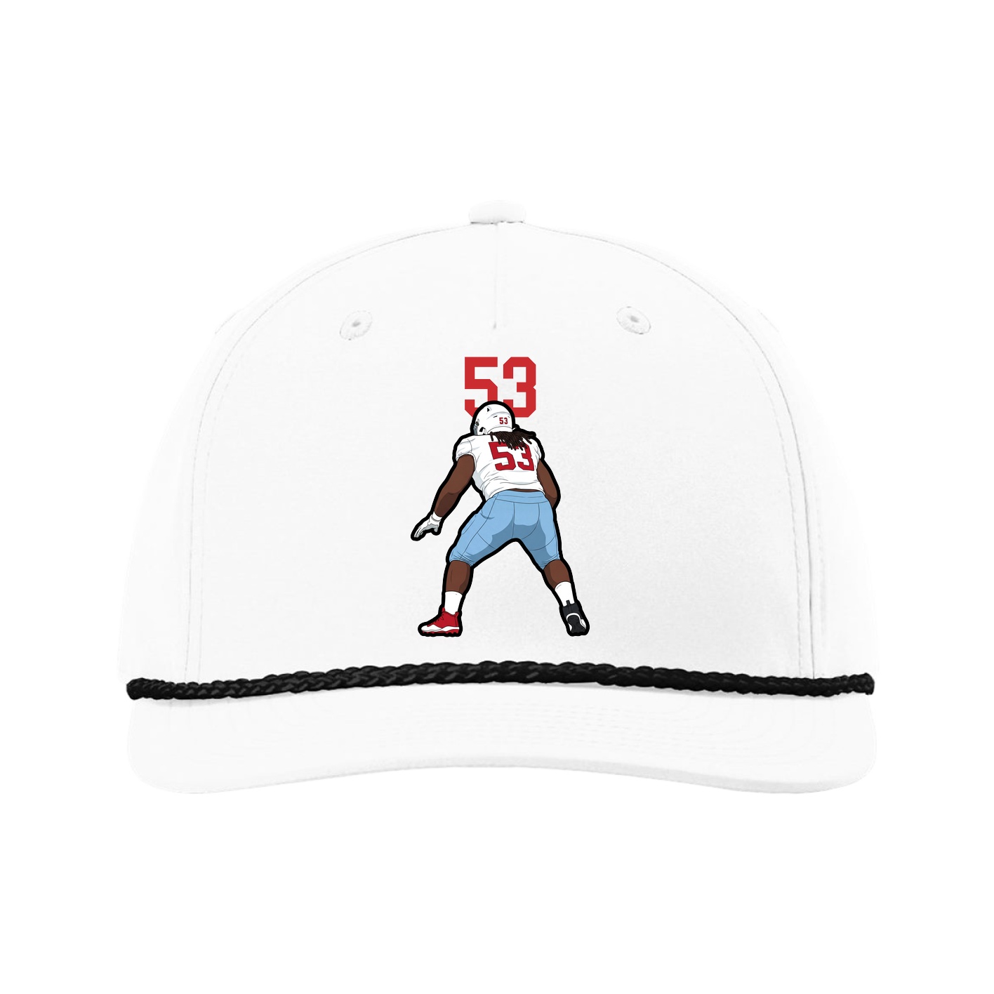 Five-Panel Classic Rope Cap — Number Top in White