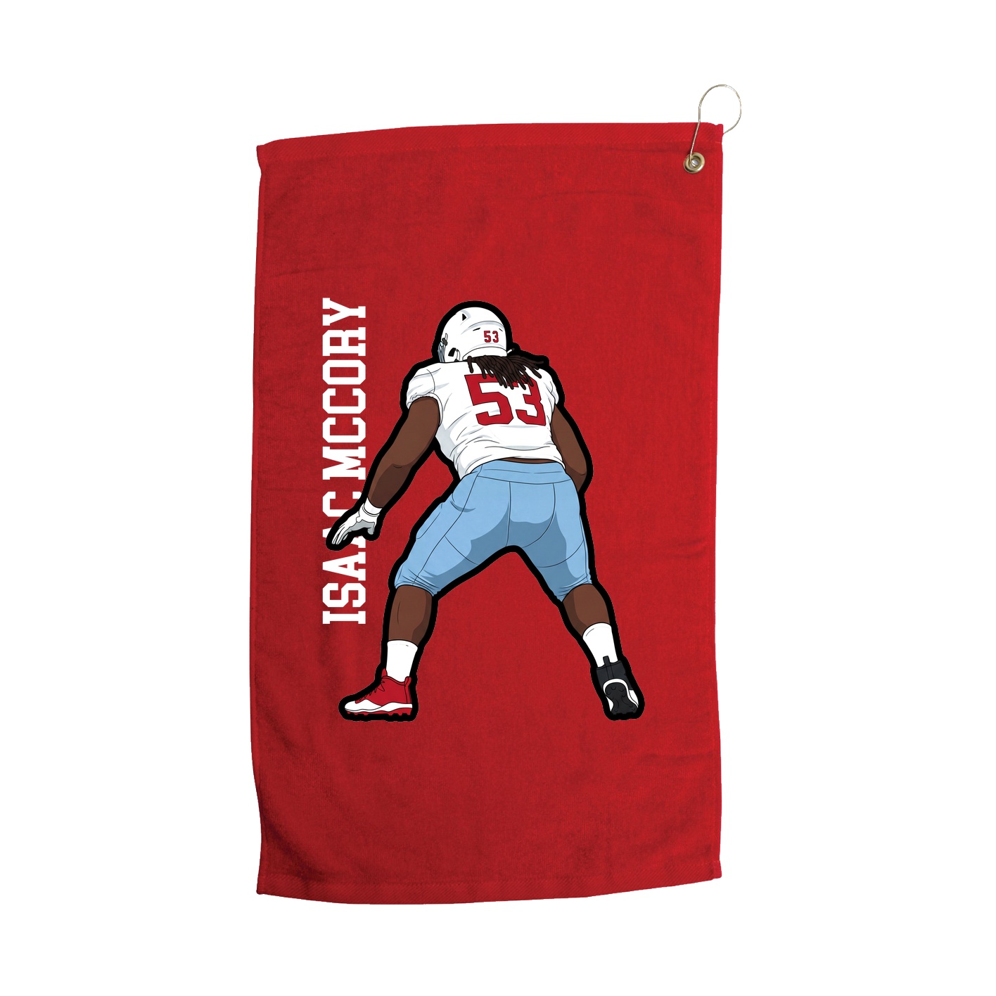Golf Towel — Name Vertical in Red