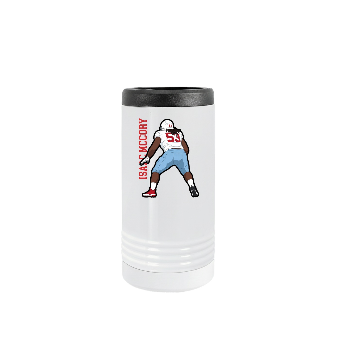 Slim Beverage Holder — Name Vertical in White