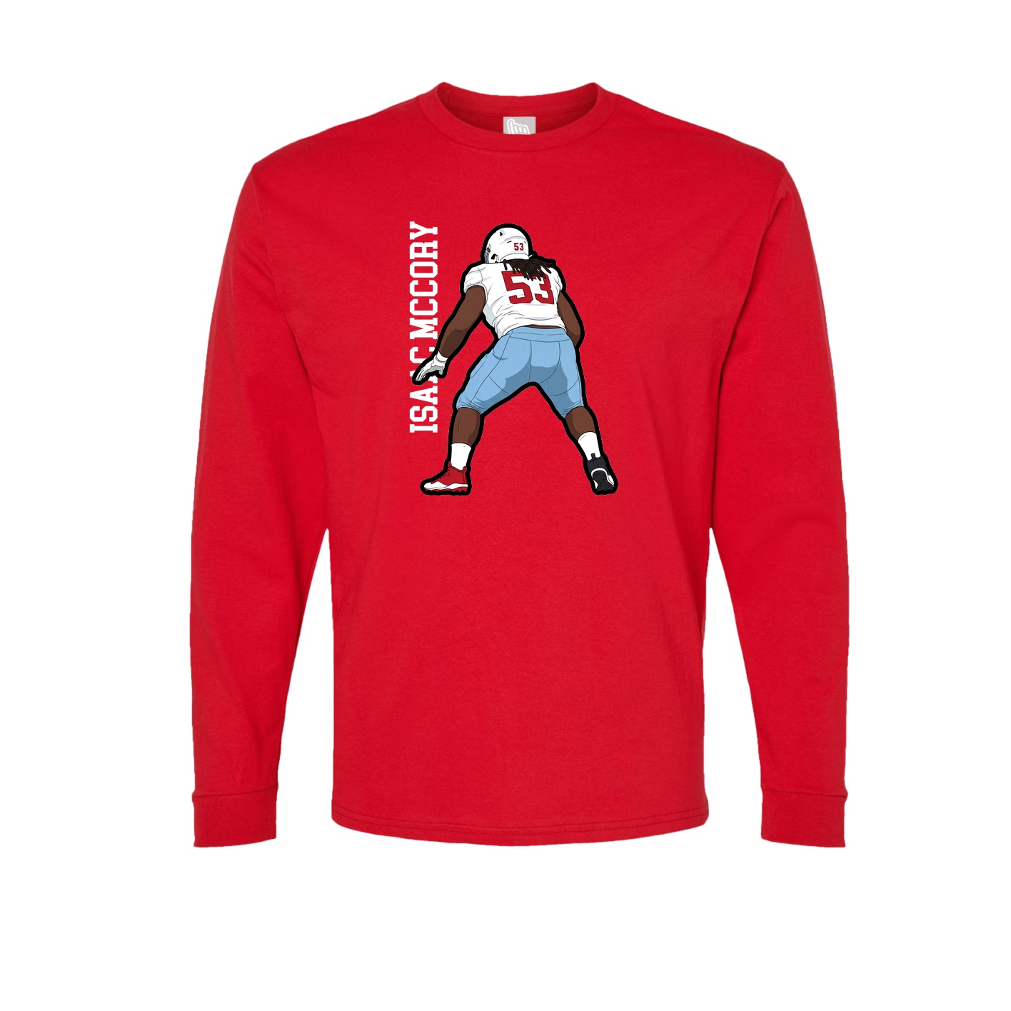 Long Sleeve Tee — Name Vertical in Red