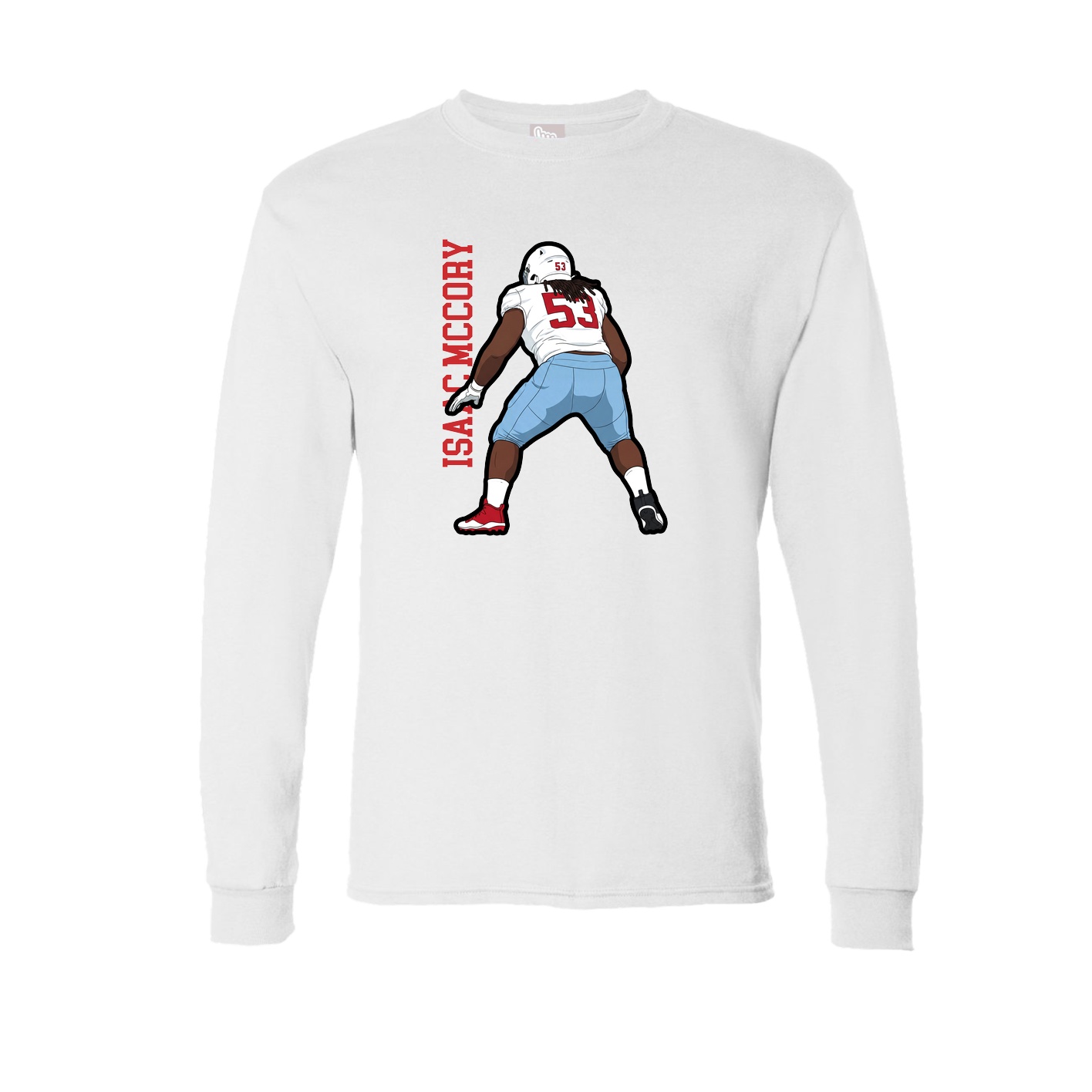 Long Sleeve Tee — Name Vertical in White