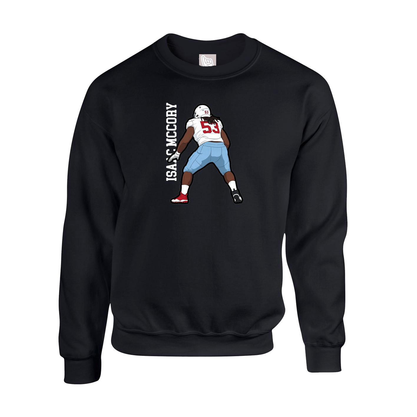 Fleece Crew — Name Vertical in Black