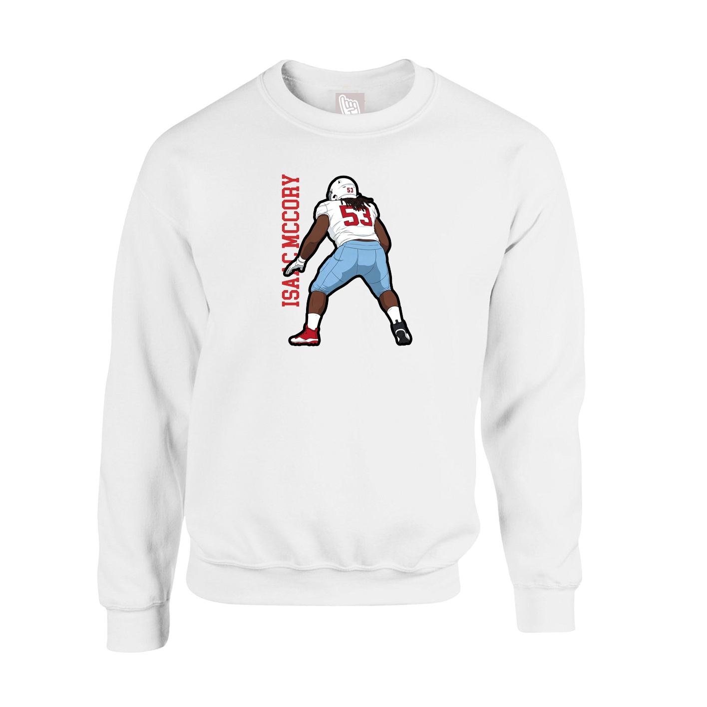 Fleece Crew — Name Vertical in White