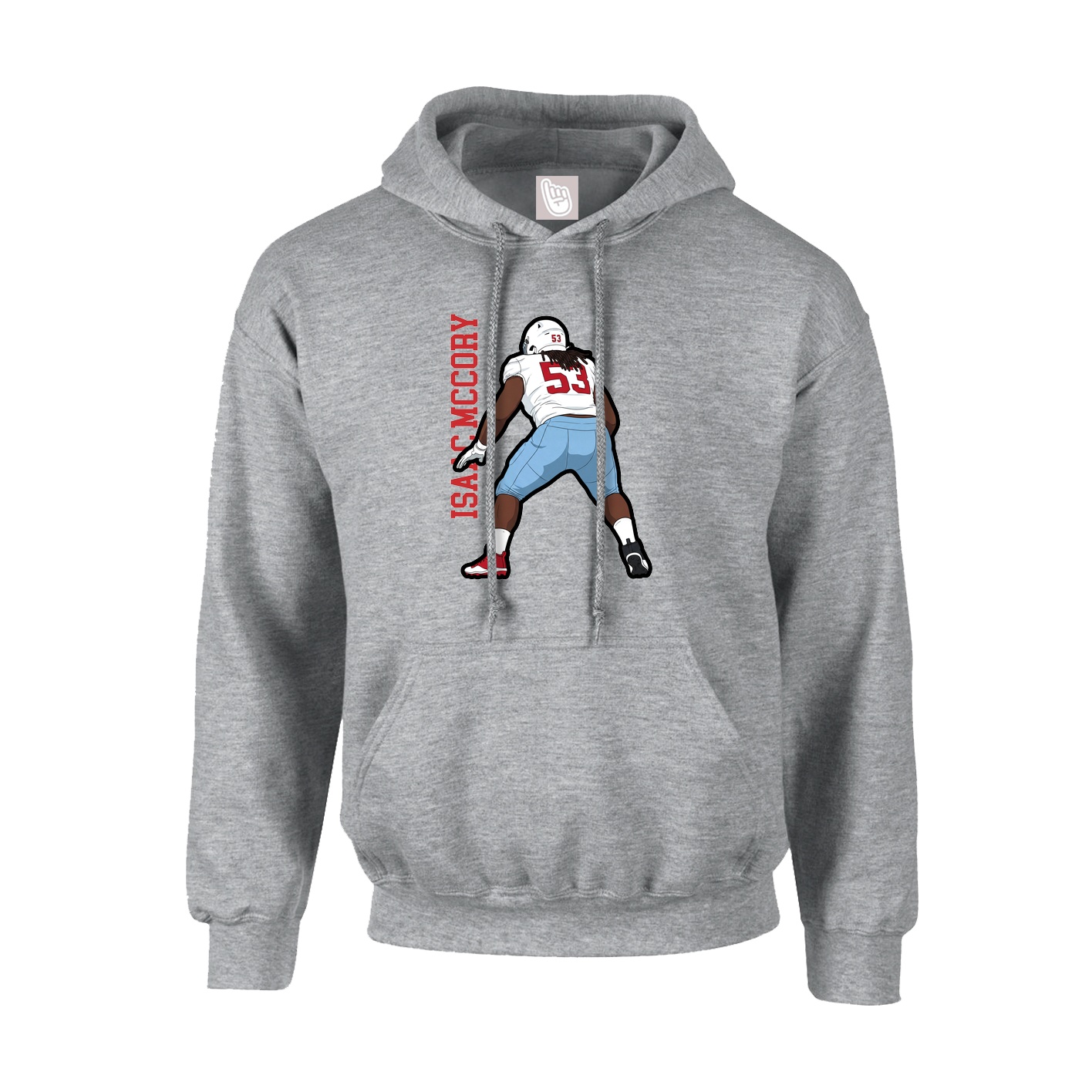 Youth Hoodie — Name Vertical in Grey