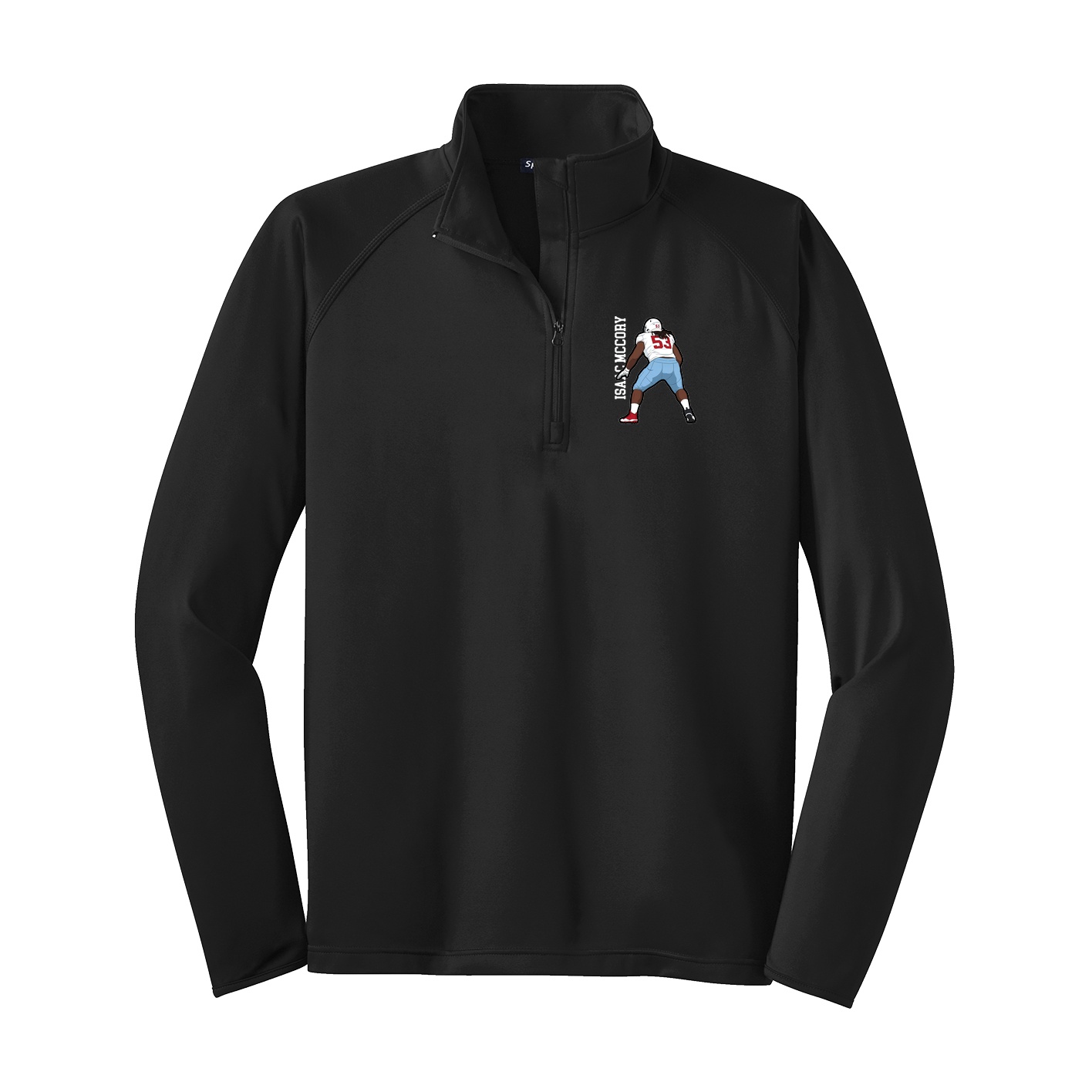 Q-Zip Pullover — Name Vertical in Black