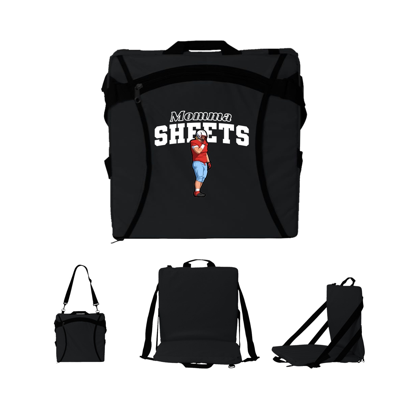 Folding Stadium Seat — Mothers Day Block in Black