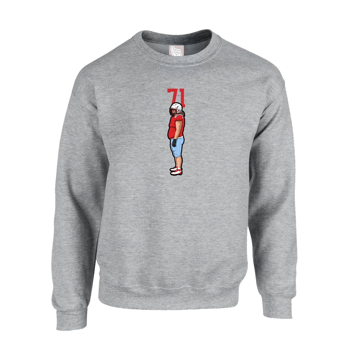 Fleece Crew — Number Top in Grey