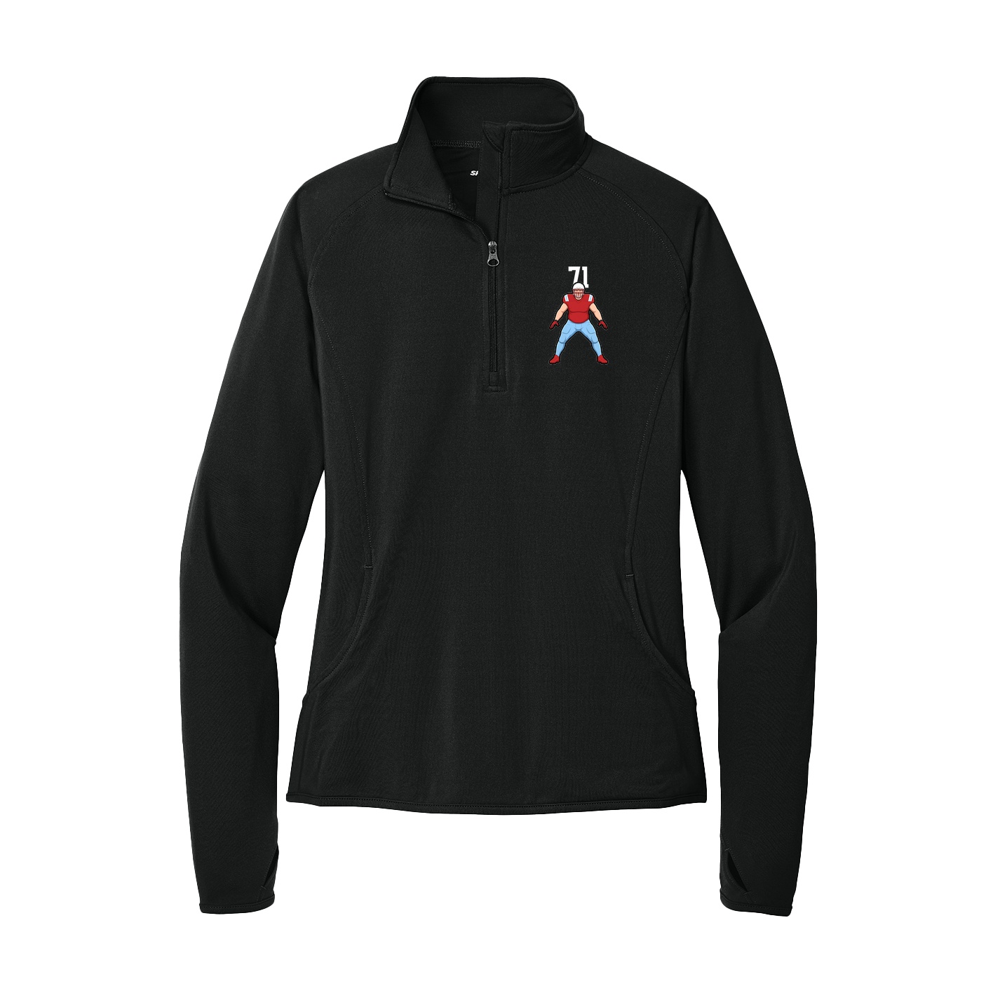 Women's Q-Zip Pullover — Number Top in Black