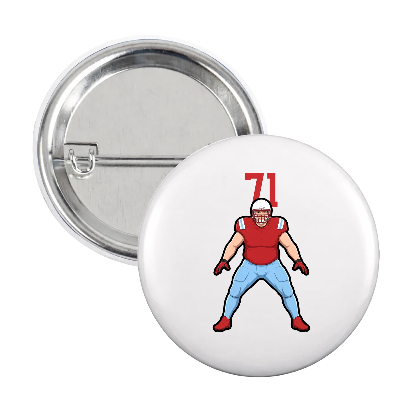 Game Day Button — Number Top in White