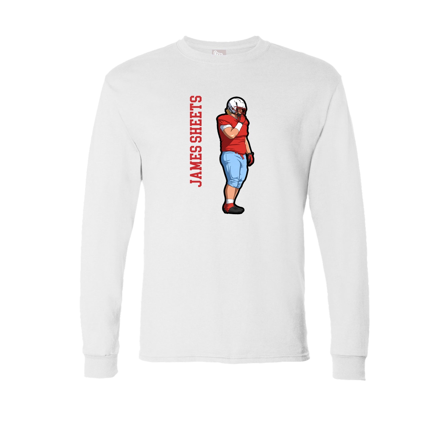 Long Sleeve Tee — Name Vertical in White