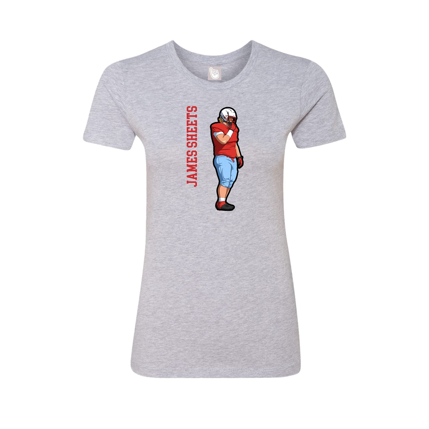 Fitted Women's Tee — Name Vertical in Grey
