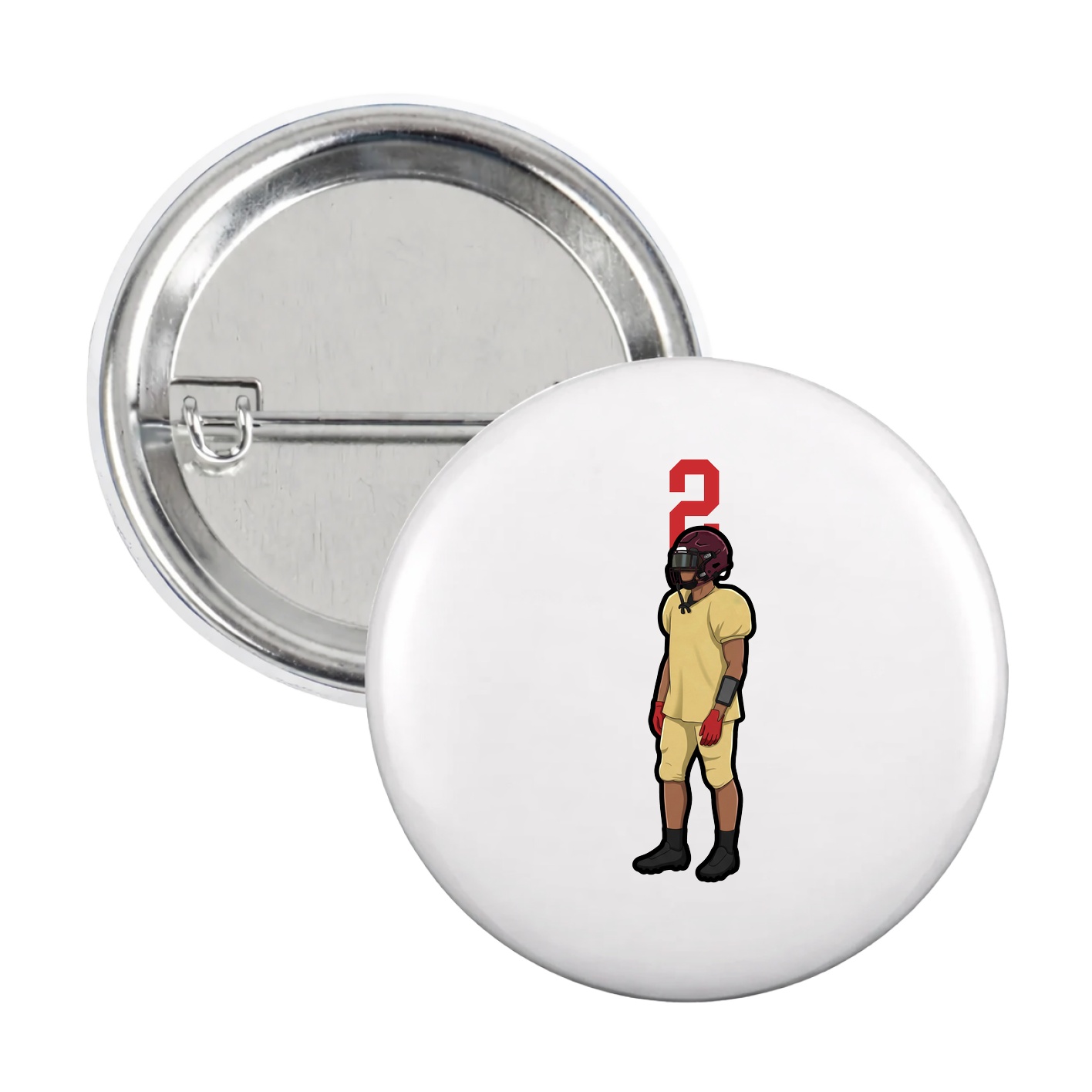 Game Day Button — Number Top in White