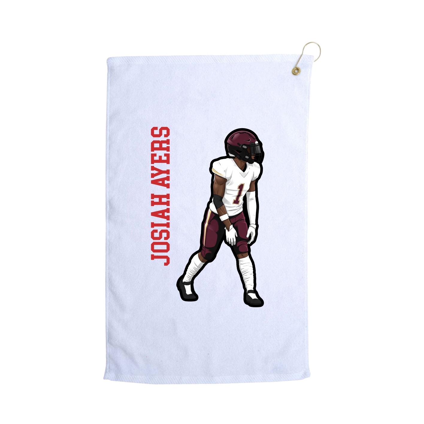 Golf Towel — Name Vertical in White