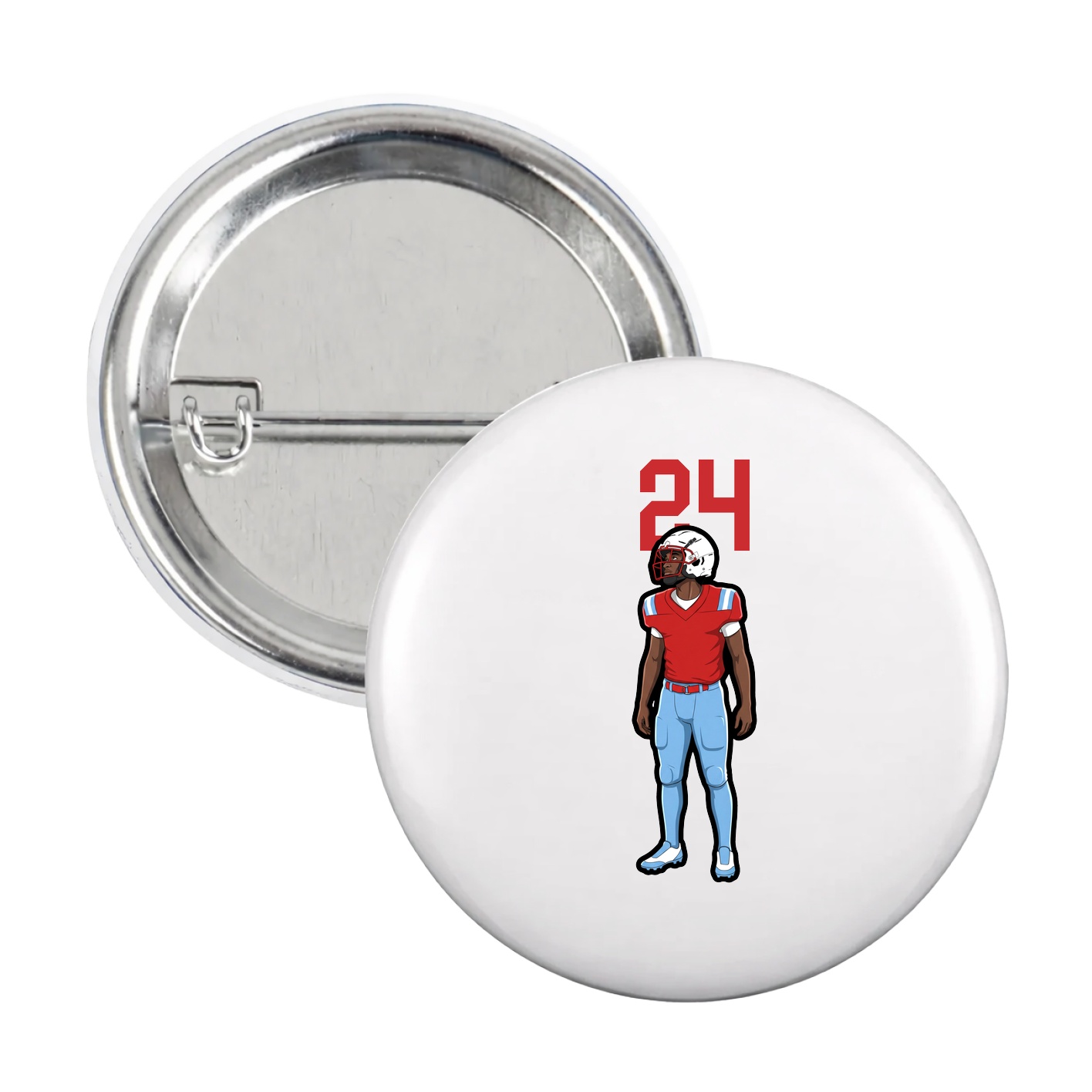 Game Day Button — Number Top in White
