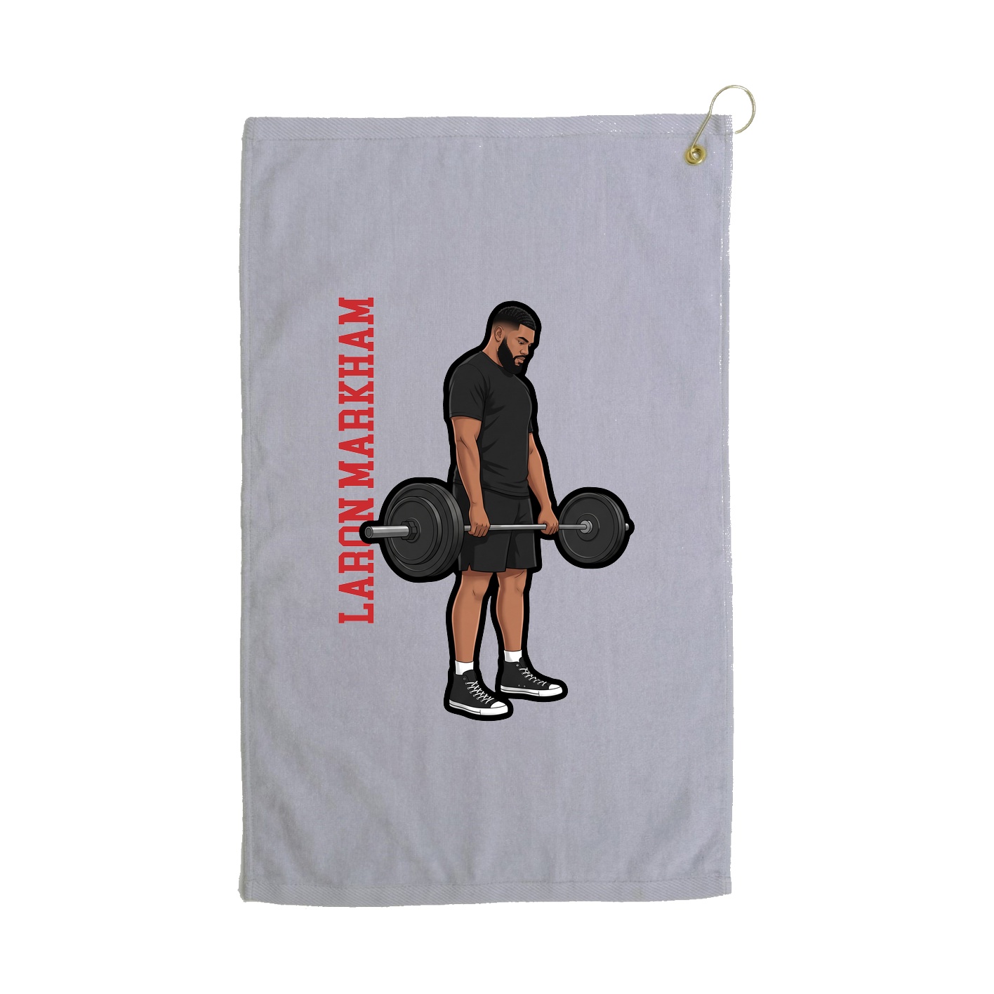 Golf Towel — Name Vertical in Grey