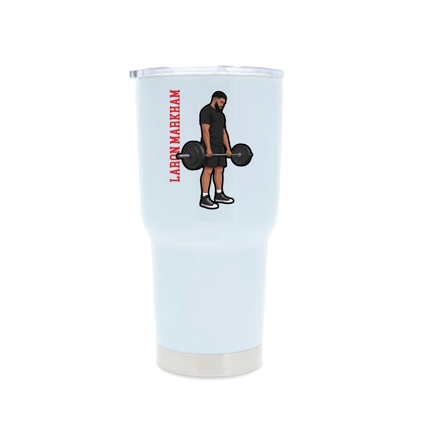 30oz Stainless Steel Tumbler — Name Vertical in White