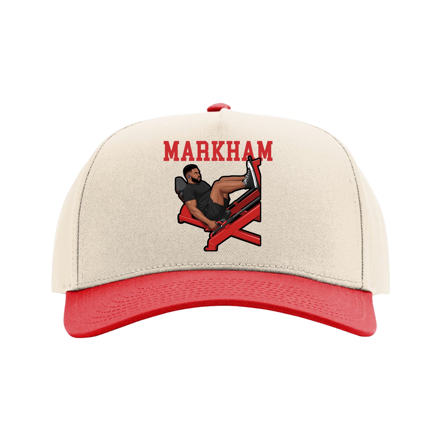 Full Fabric Five-Panel Champ Cap — Shirsey in Cream/Red