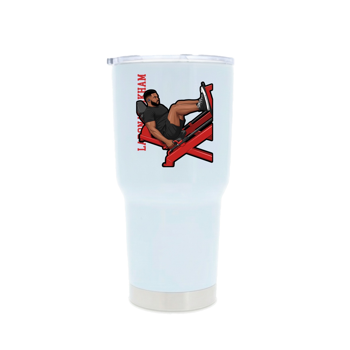30oz Stainless Steel Tumbler — Name Vertical in White