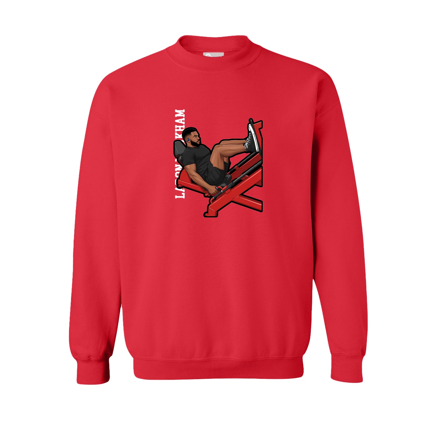 Fleece Crew — Name Vertical in Red