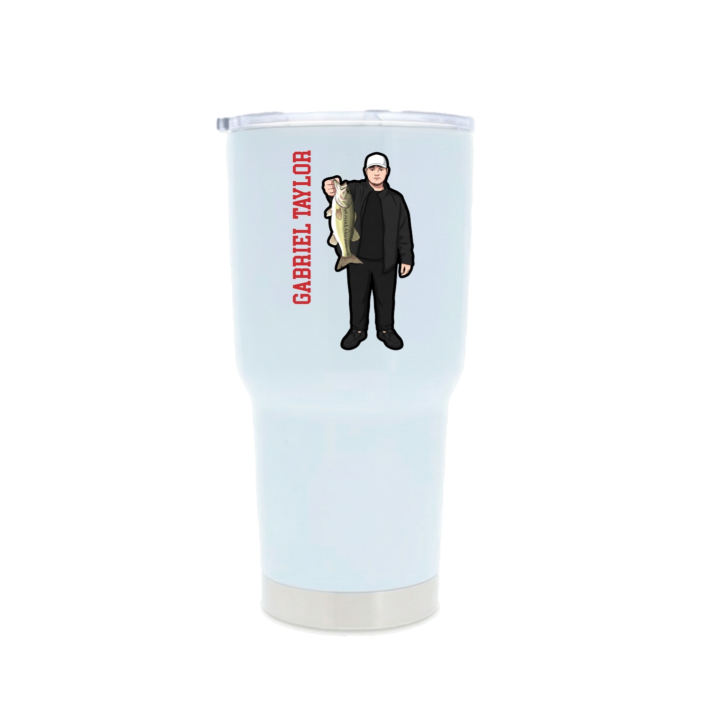 30oz Stainless Steel Tumbler — Name Vertical in White