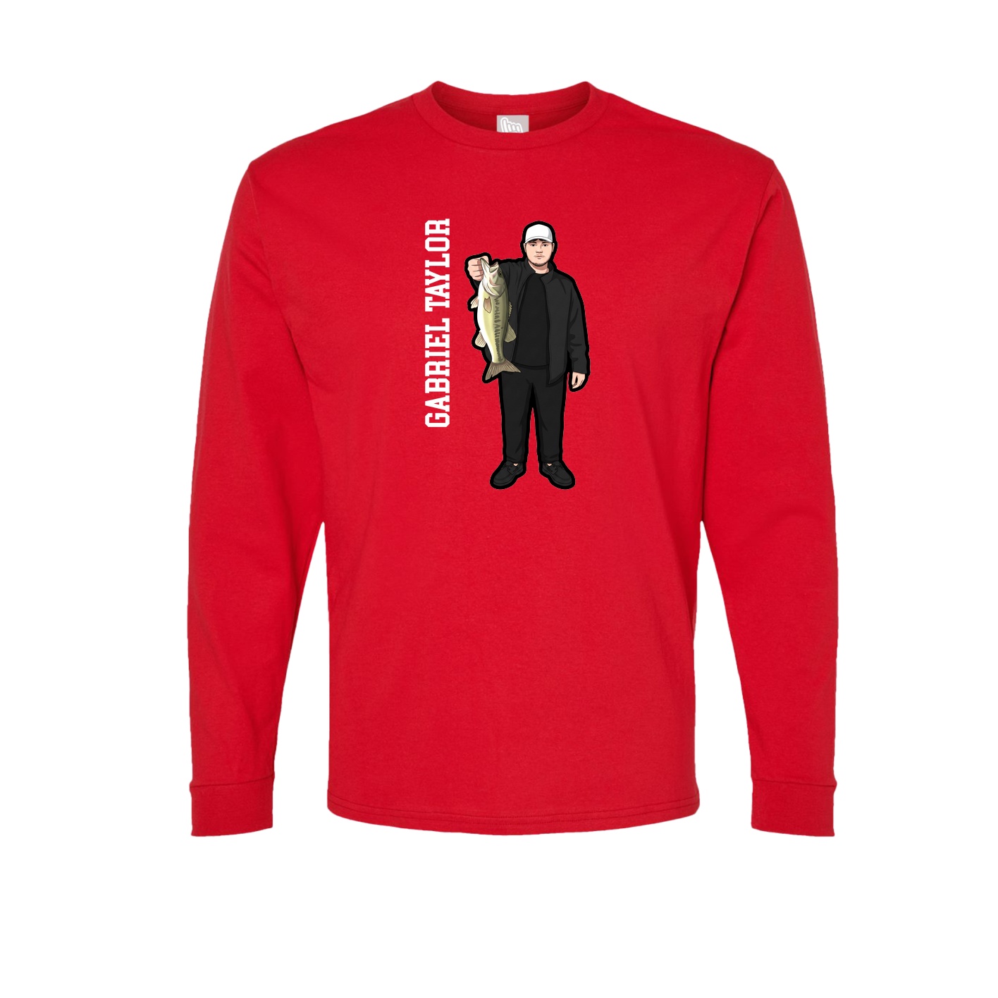 Long Sleeve Tee — Name Vertical in Red