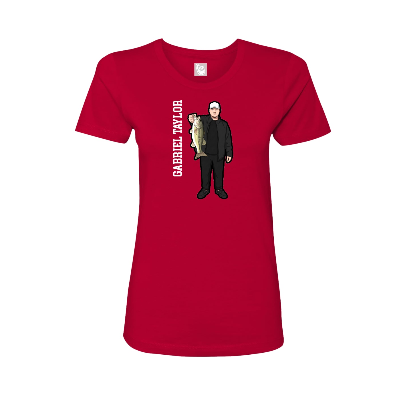 Fitted Women's Tee — Name Vertical in Red