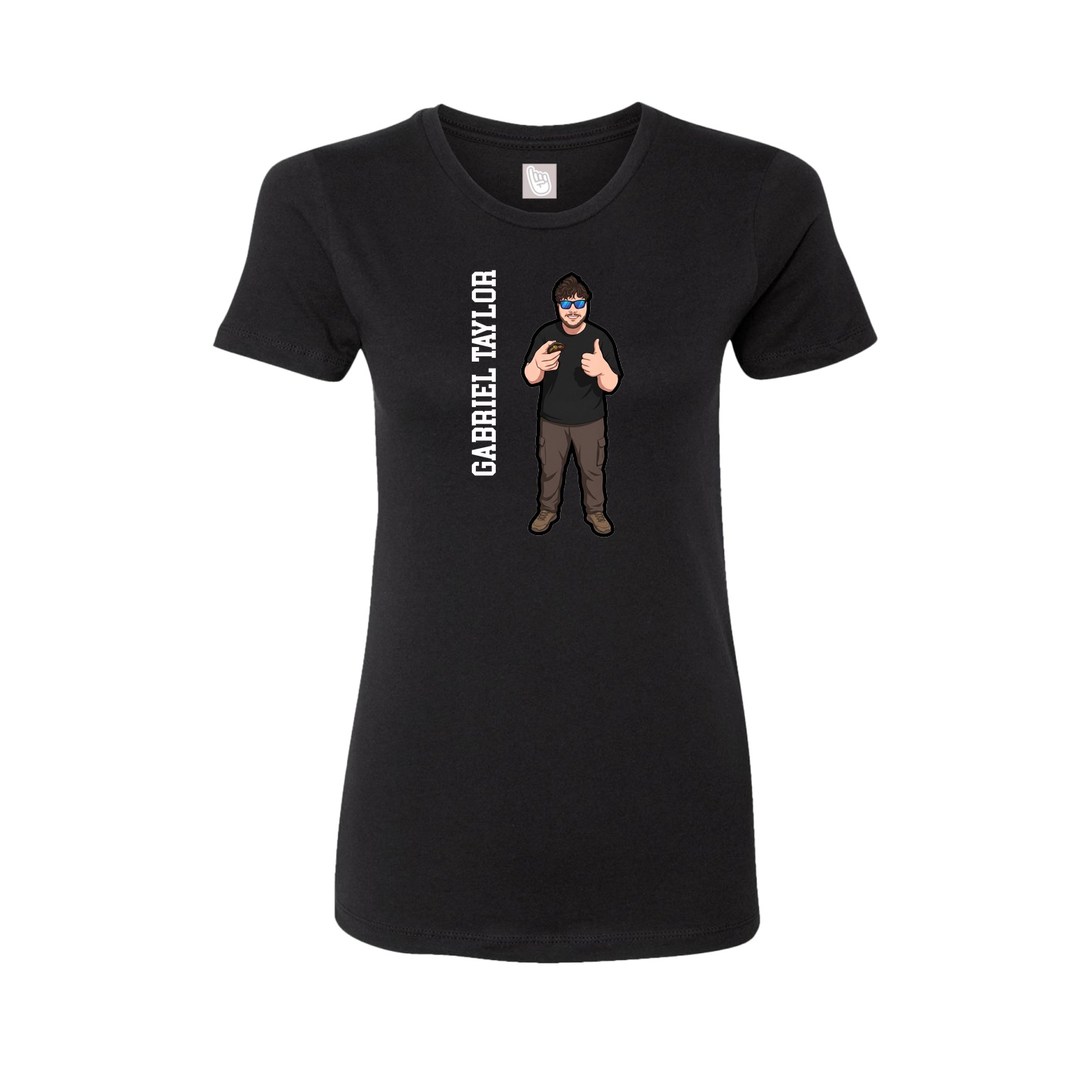 Fitted Women's Tee — Name Vertical in Black