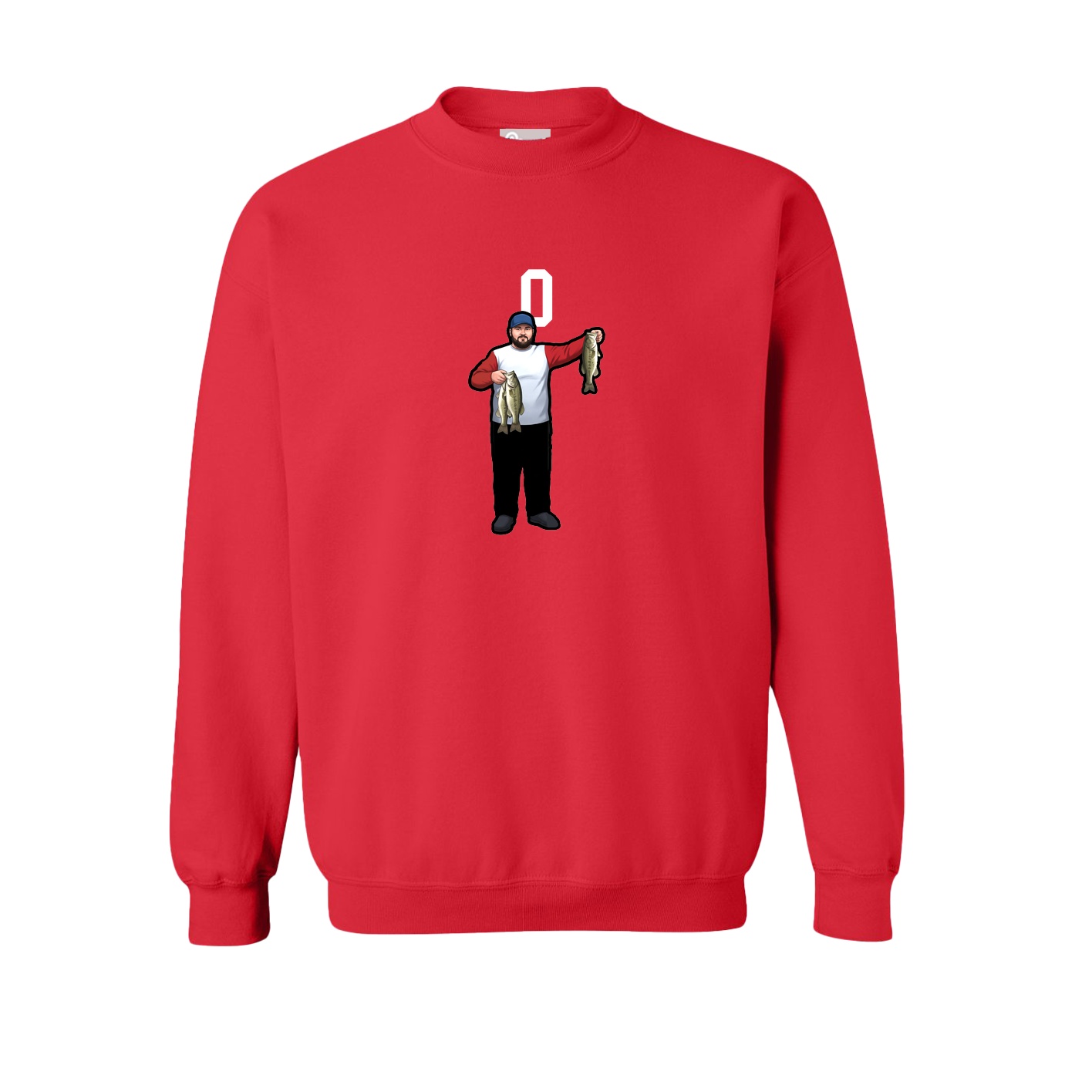 Fleece Crew — Number Top in Red