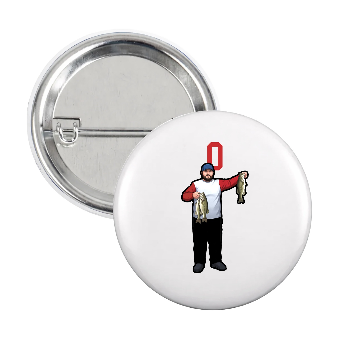 Game Day Button — Number Top in White
