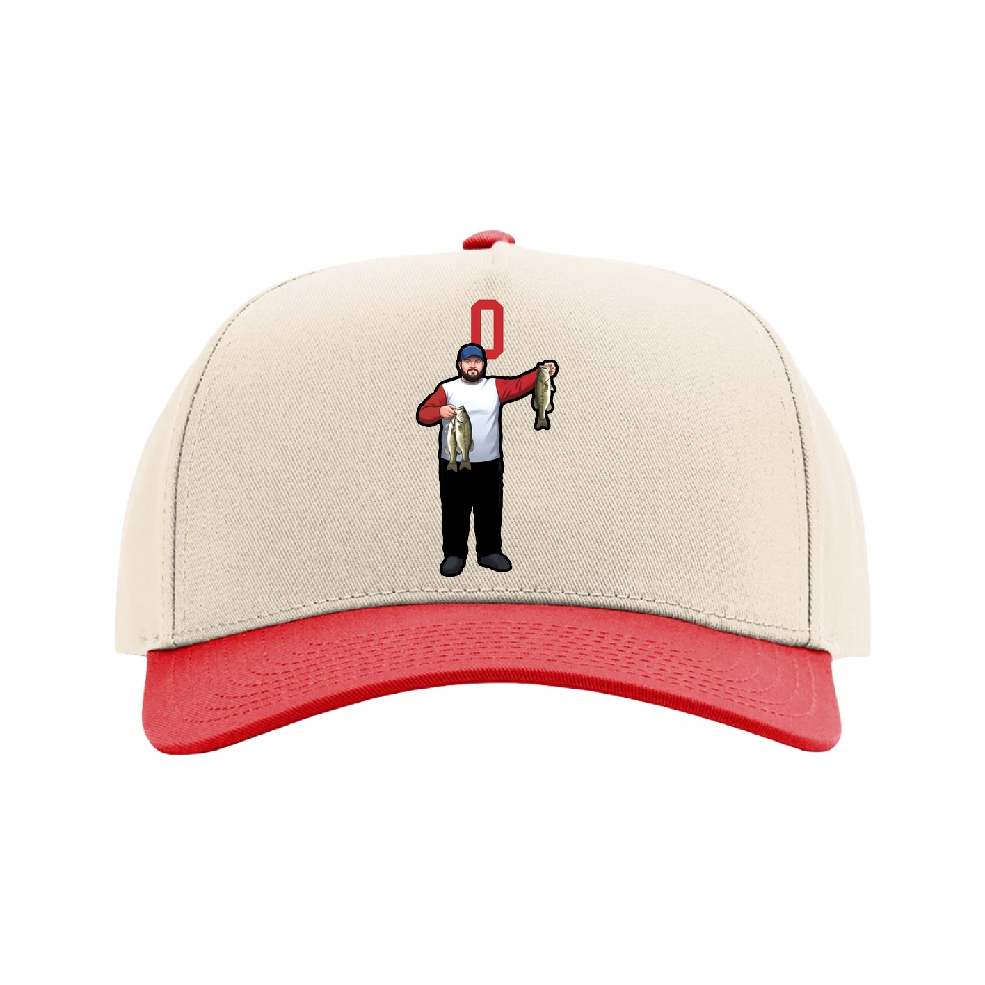 Full Fabric Five-Panel Champ Cap — Number Top in Cream/Red