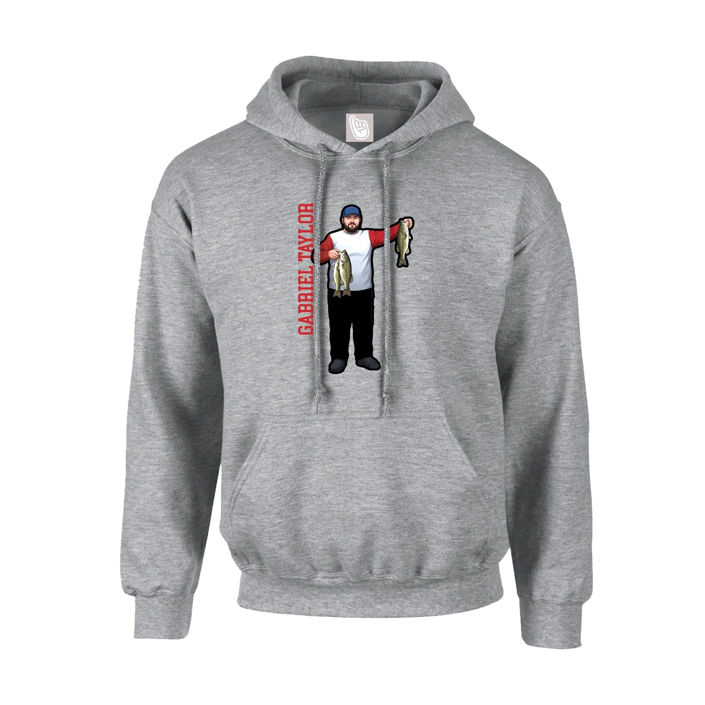 Hoodie — Name Vertical in Grey