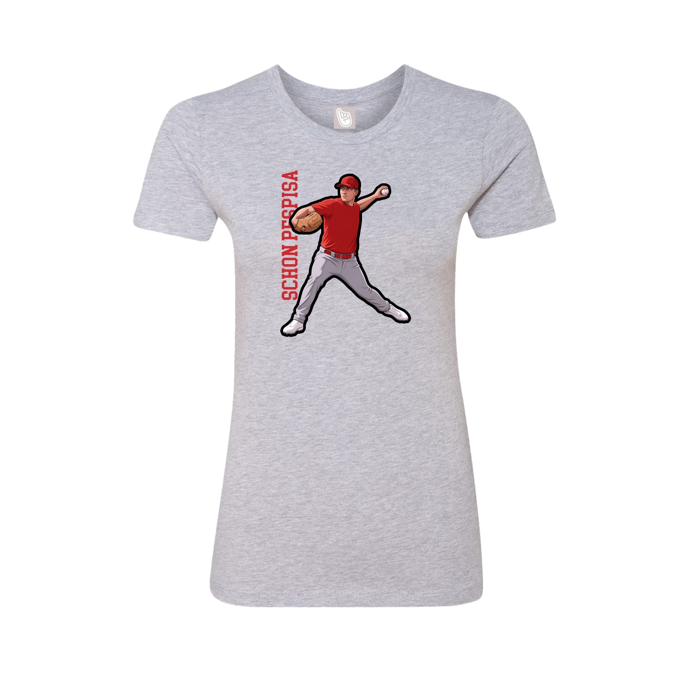 Fitted Women's Tee — Name Vertical in Grey