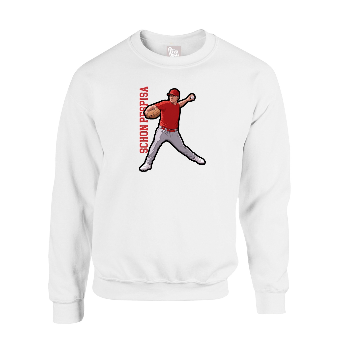 Fleece Crew — Name Vertical in White