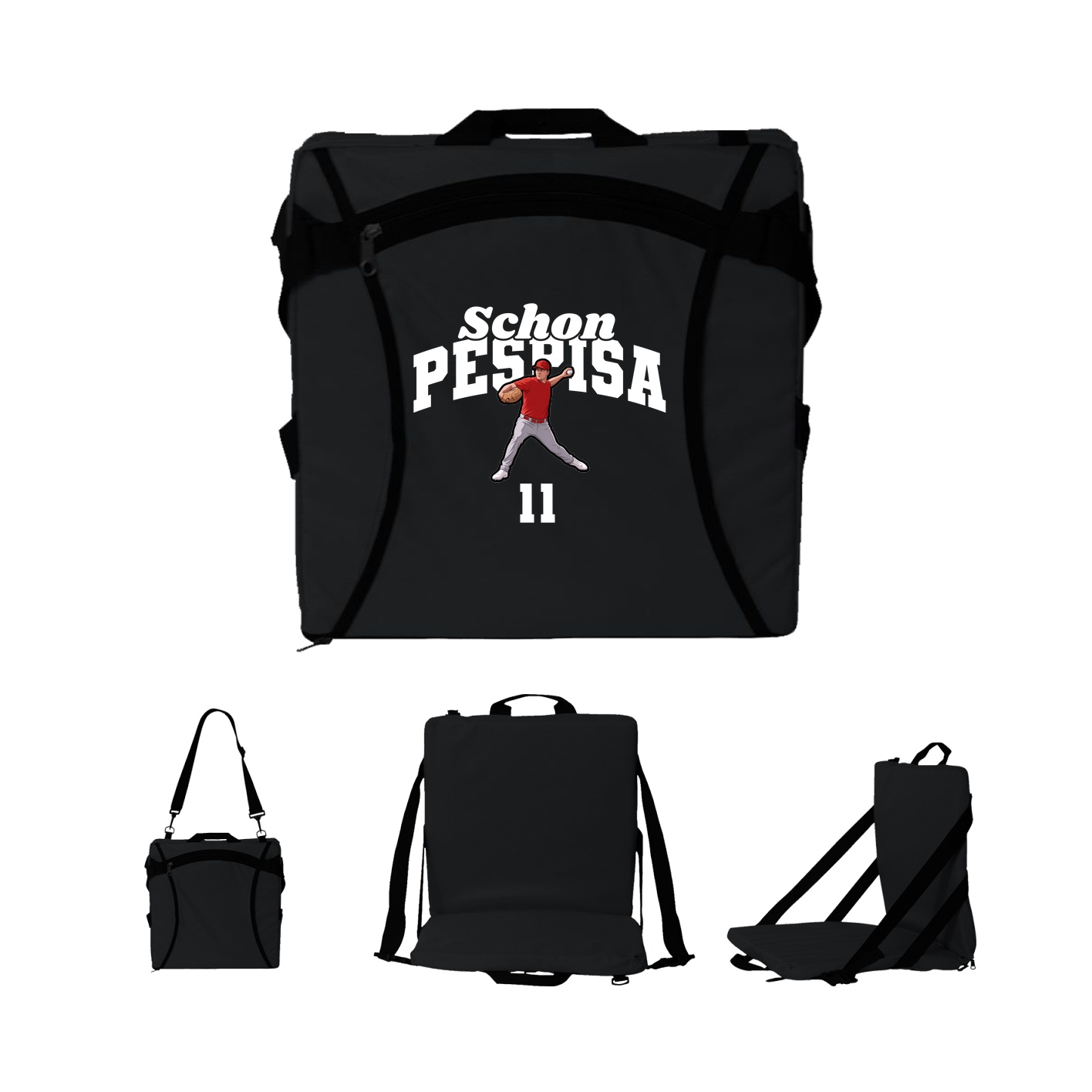 Folding Stadium Seat — Signature Arch in Black