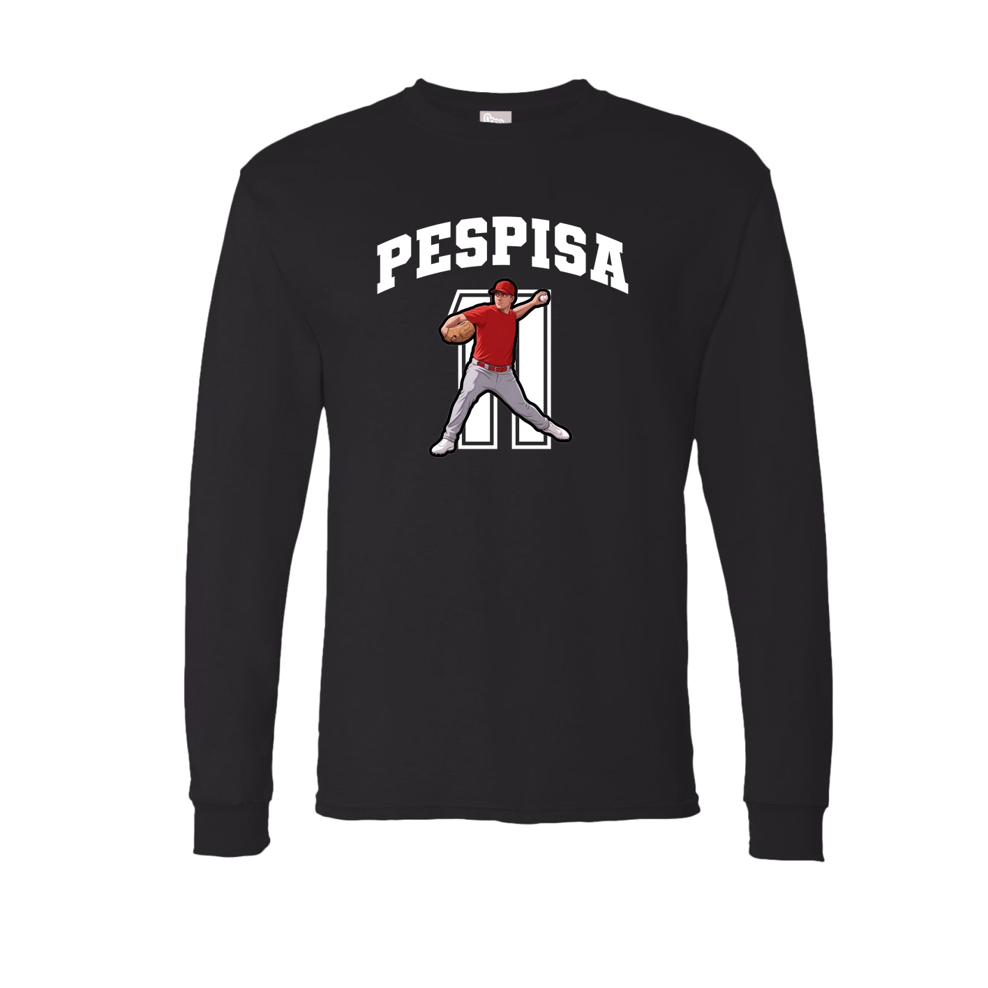 Long Sleeve Tee — Number in Black