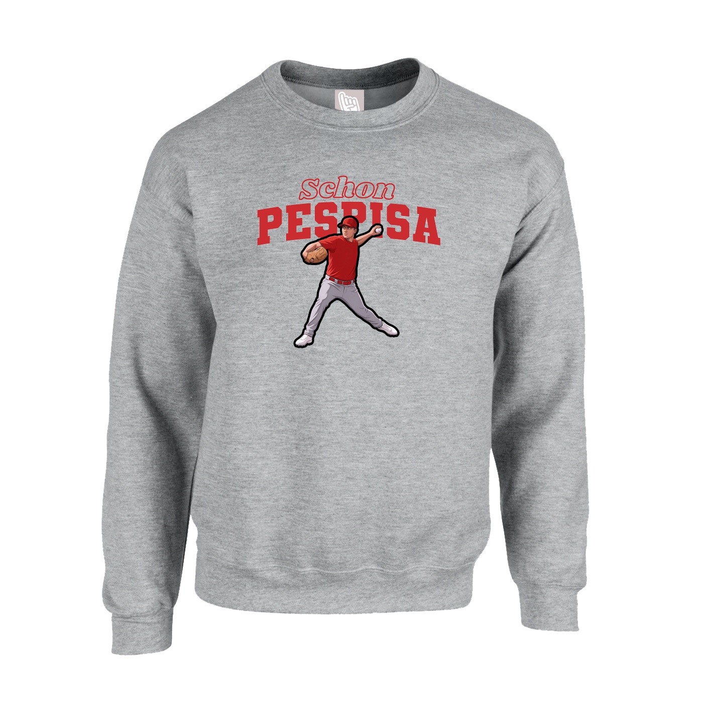 Fleece Crew — Name Arch in Grey