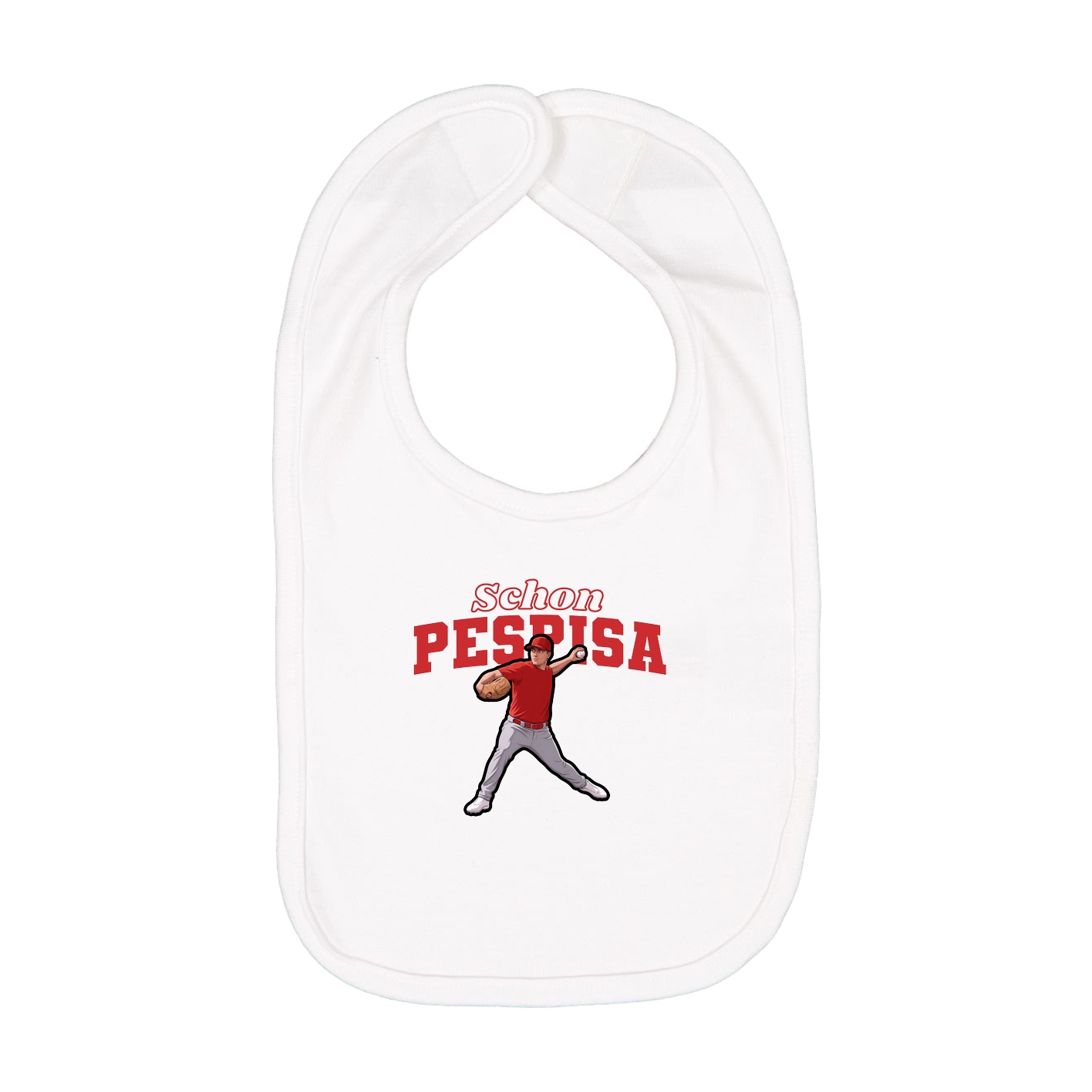 Infant Bib — Name Arch in White