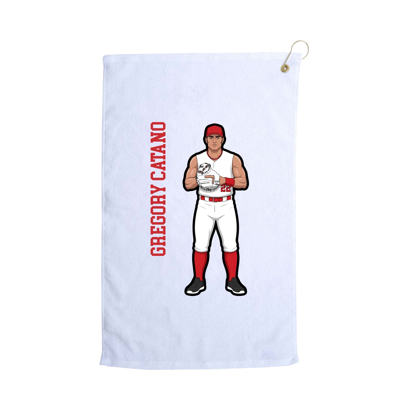 Golf Towel — Name Vertical in White