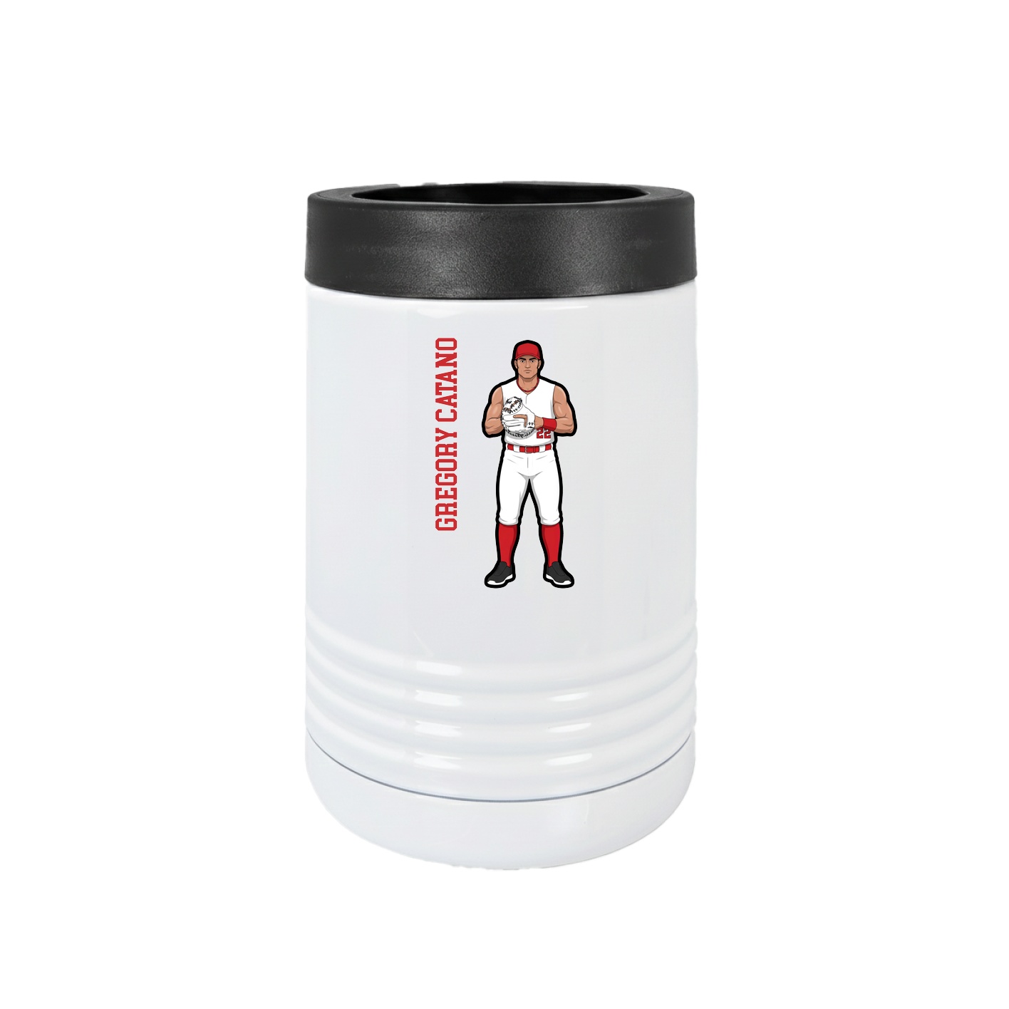 Beverage Holder — Name Vertical in White