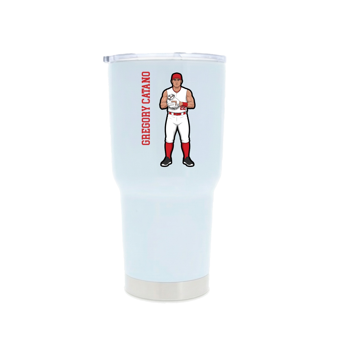 30oz Stainless Steel Tumbler — Name Vertical in White